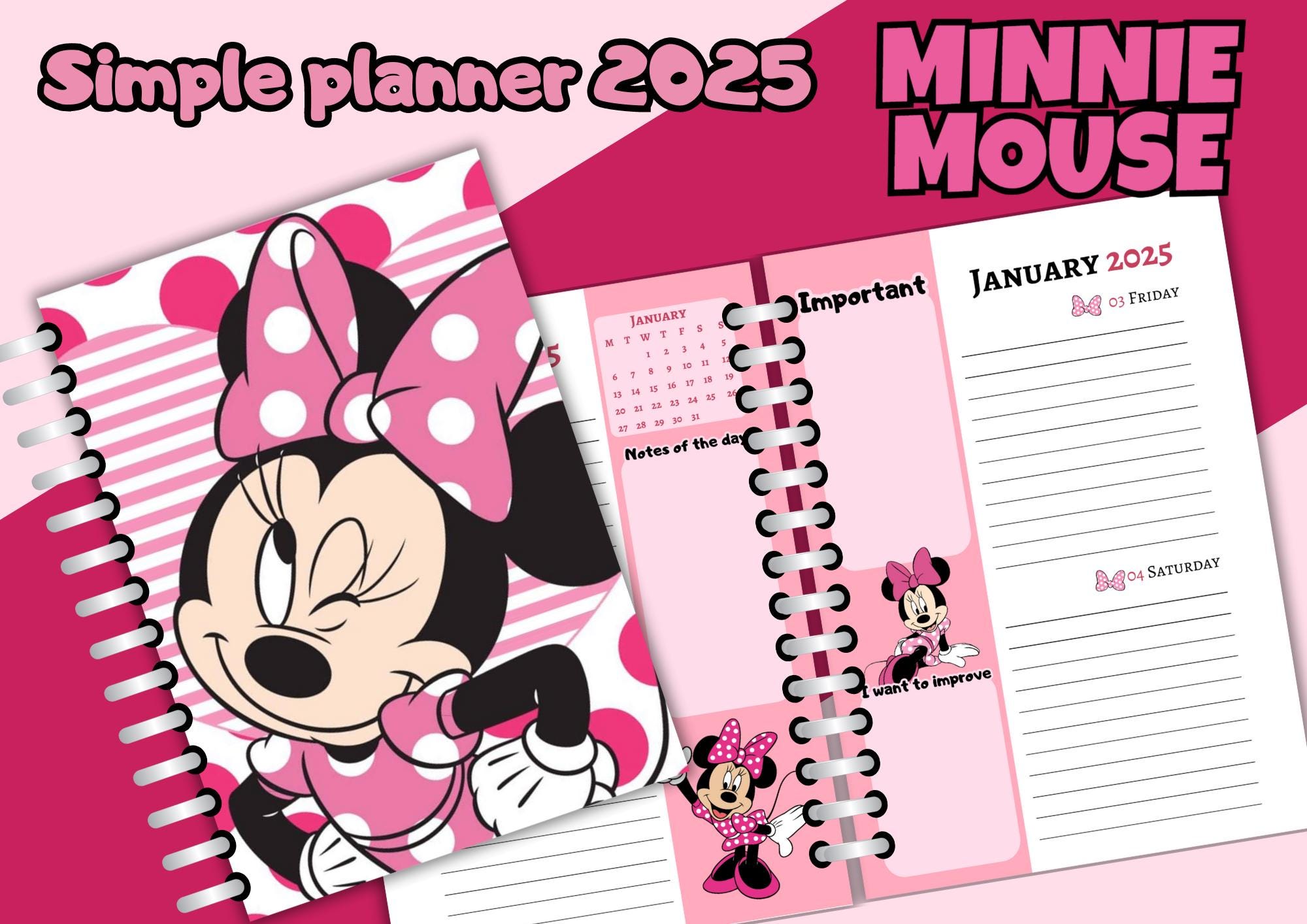 Simple Planner 2025 Minnie Editable in Canva Agenda Diary - Etsy 2024-2025-disney-minnie-mouse-pocket-planner-trends-international-9781438893136-amazon-com-books