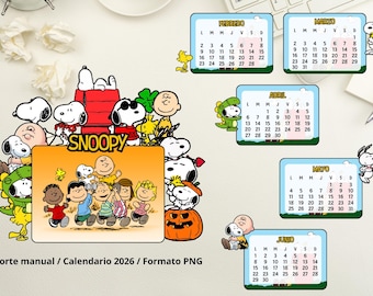 Snoop Peanuts Mini Calendar 2026 Printable Desktop Calendar