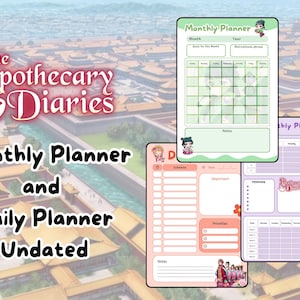 Undated monthly and daily planner the apothecary diaries A5 PDF kusuriya no hitorigoto Maomao Jinshi los diarios de la boticaria digital