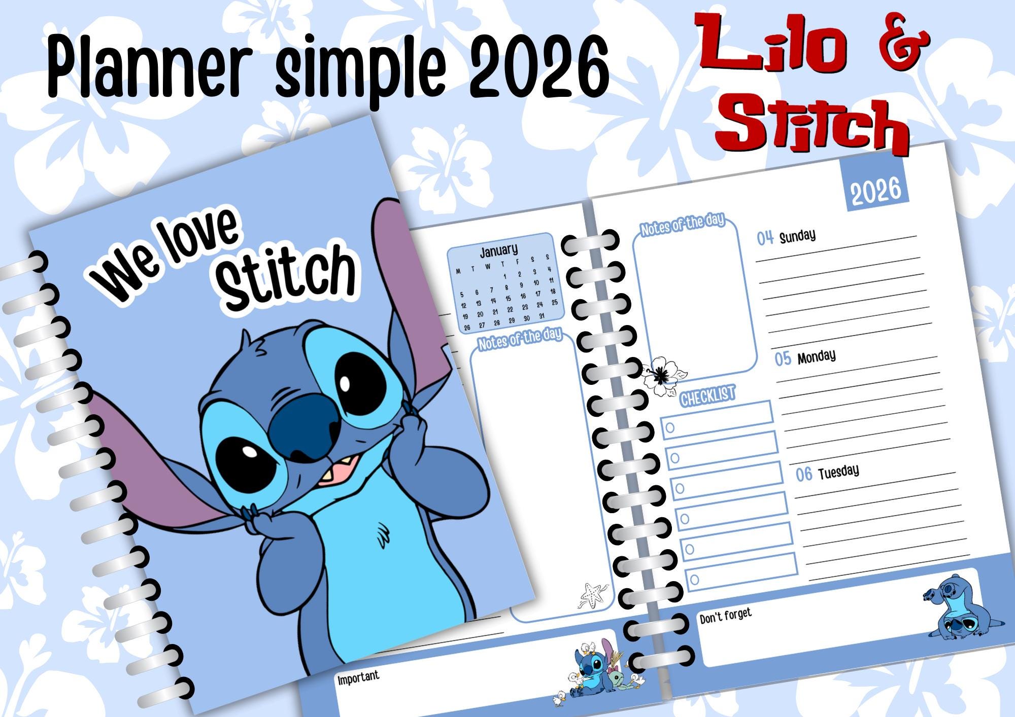 stitch simple planner 2026 - editable in canva - english version
