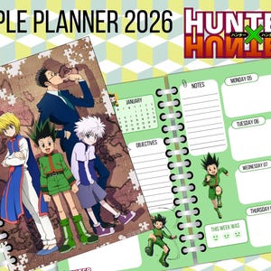 Simple planner 2026 Hunter x Hunter - HXH - English - digital canva - gon killua leorio kurapika hisoka
