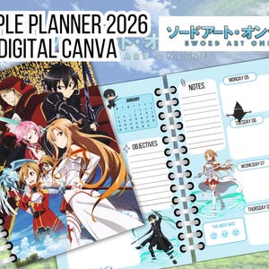 digital Simple planner 2026 Sword art online - SAO - English - kirito - asuna