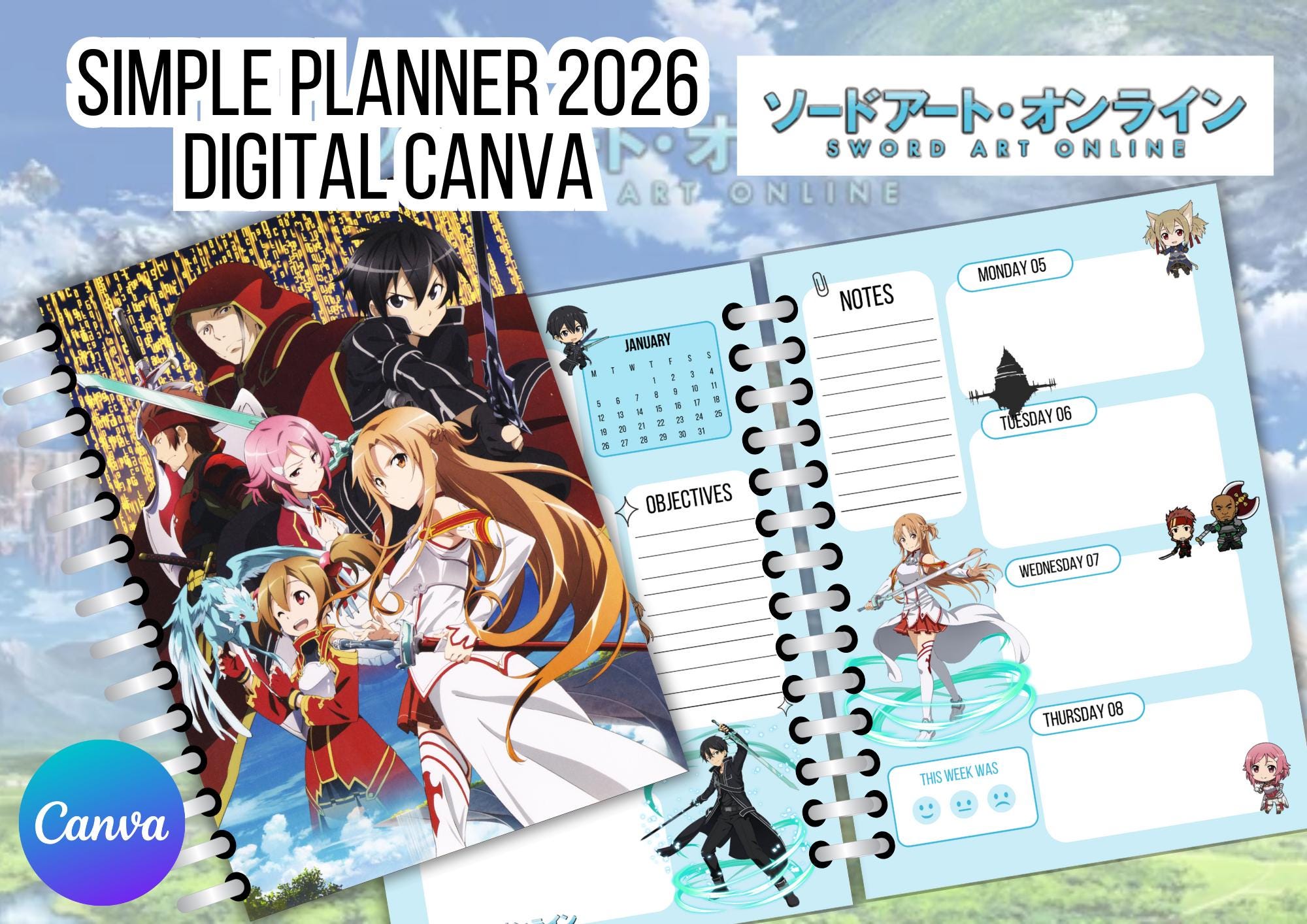 デジタルシンプルプランナー 2026 ソードアートオンライン - SAO