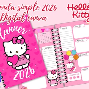 Digitale planner voor 2026 - Simpel en schattig - Bewerkbaar in Canva - Spaans - Dagboek - Planner