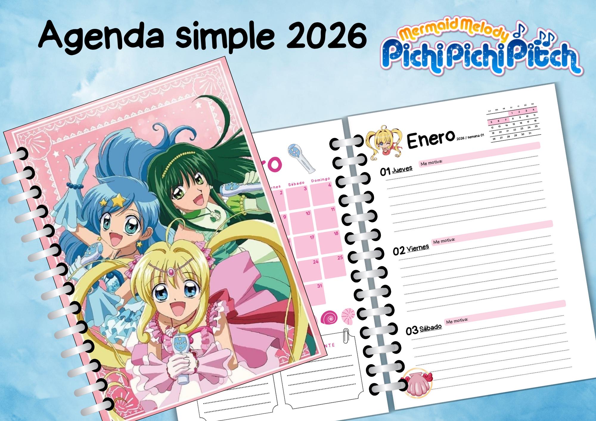 Agenda 2026 mermaid melody pichi pichi pitch - spanish - canva - melodia de mermaid - luchia - hanon - rina