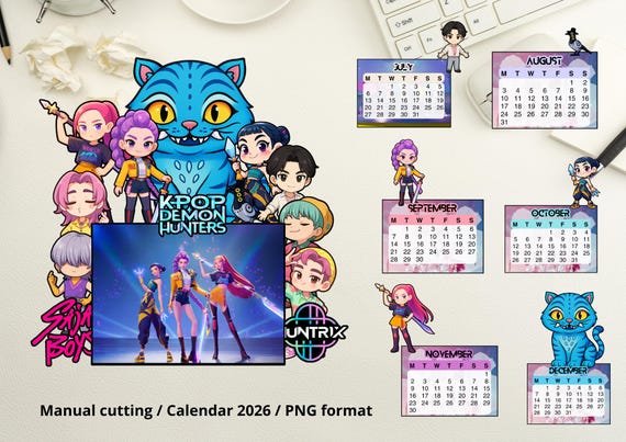 Kpop Demon Hunters / Demon Hunters 2026 Mini Desktop Calendar