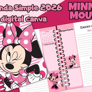 Digitaler Simple Kalender 2026 Minnie – in Canva bearbeitbar – Kalender – Tagebuch – Spanisch (digital)