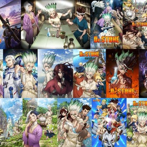 Pack of 15 printable images for Dr. Stone posters - A4 size - Senku Ishigami gen asagiri kohaku taiju oki tsukasa shishio