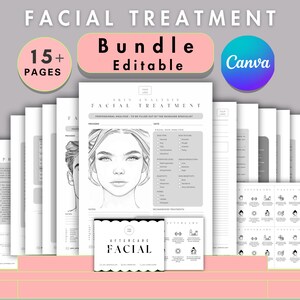 Editable Facial Treatment Form Bundle Canva Template, Esthetician Client Consultation Intake Consent Beauty Salon Aesthetics Aftercare Card
