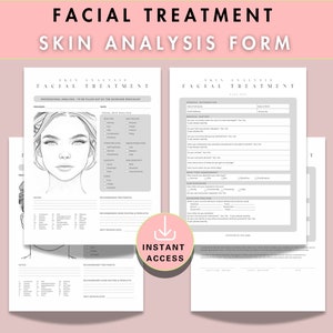 Skin Analysis Facial Form Template, Esthetician Aesthetic Skincare ...