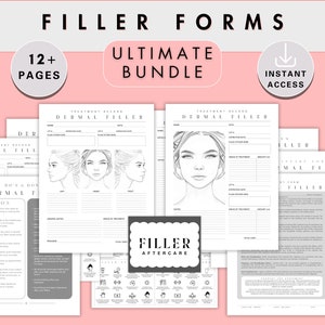 Dermal Filler Forms Bundle, Cosmetic Injections Informed Consent Form, Patient Intake form, Aftercare card, Nurse Injector Medspa Template
