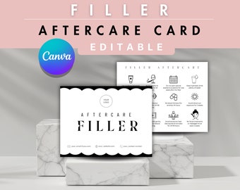 DIY Editable Filler Aftercare Card Template Medspa Aesthetic Injections After Care Instructions, Cosmetic Nurse Injector Printable Canva PDF