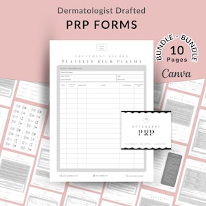 PRP Injection Treatment Forms Bundle, Editable Hair Loss Intake Consent Template, Platelet Rich Plasma Microneedling Facial Consultation