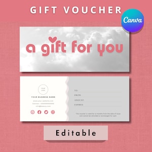 Elegante plantilla de vale de regalo de spa editable para salón de belleza / Descarga digital / Certificado de tarjeta personalizable / Acceso instantáneo a Canva DIY