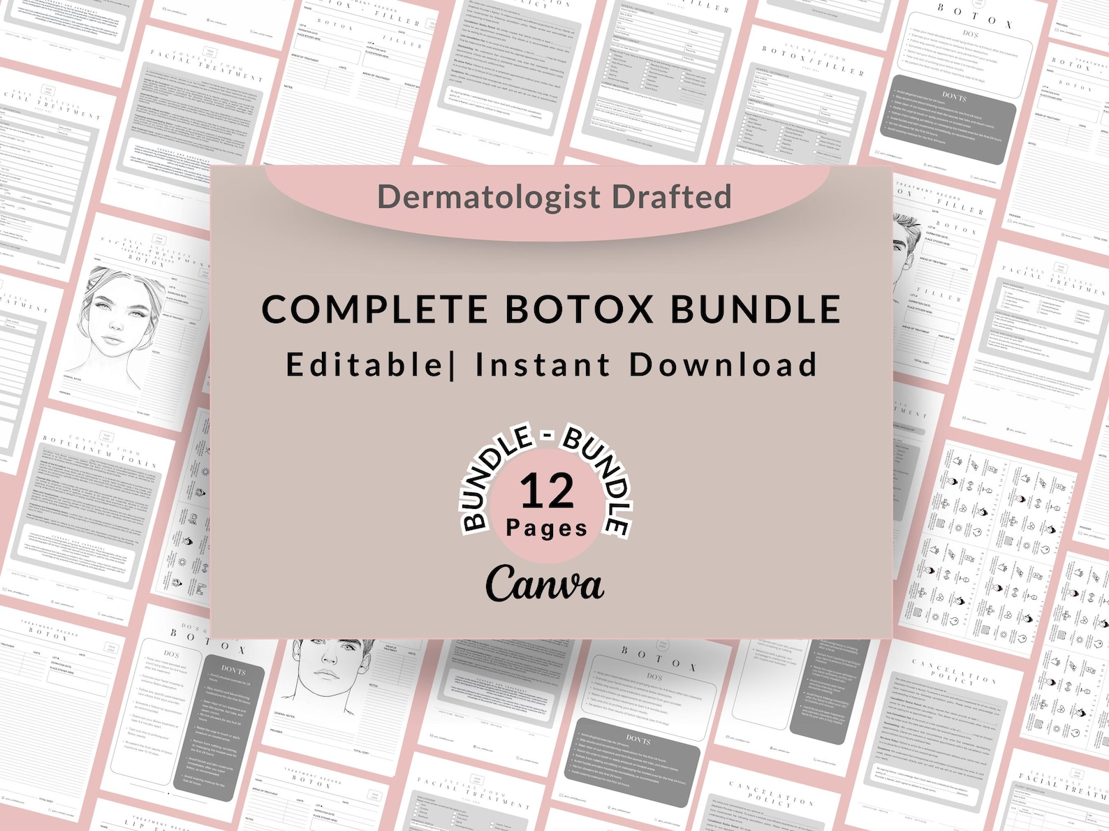 Botox Forms Bundle Canva Template, Neurotoxin Client Intake, Aesthetic ...