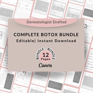 Botox Forms Bundle Canva Template, Neurotoxin Client Intake, Aesthetic Injection Treatment Consent, Face Map Chart Diagram, Nurse  Injector