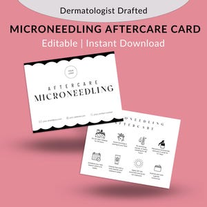 Microneedling Treatment Aftercare card, Editable Esthetician Clients Pre Post Skincare Guide, Medspa Canva Template Form Dermapen After Care