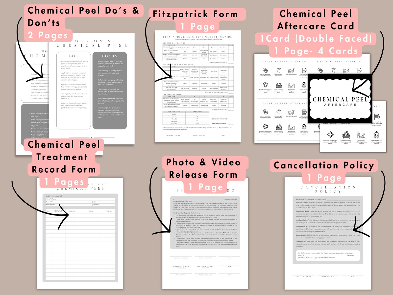 Chemical Peel Bundle Template Informed Consent Peeling Aftercare ...