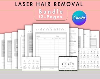 Editable Laser Hair Removal Form Canva Template Laser Hair Reduction Client Intake Form Esthetician Consent Treatment Record Aftercare Card