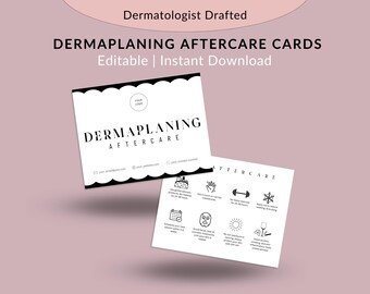 Editable Dermaplaning Aftercare card, Facial Esthetician Clients Pre Post Skincare Guide, Medspa Nurse Canva Template Form After Care Guide