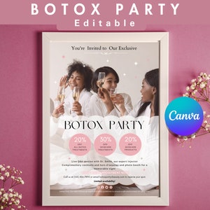 Editable Botox Party Invitation, Medical Spa Promotion Flyer Canva Template Beauty Salon Invite DIY Social Media Digital Marketing Instagram
