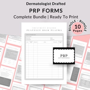 PRP Treatment Forms Bundle, Platelet Rich Plasma Hair Loss Injection Client Intake, Informed Consent Template, Microneedling Vampire Facial