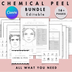 Editable Chemical Peel Treatment Bundle Canva Template, Esthetician Client Consultation Intake Form Consent Nurse Aesthetics Aftercare Card