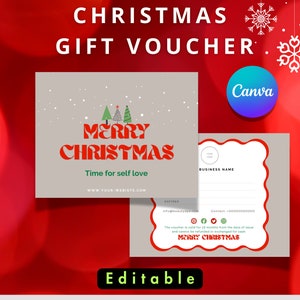 Weihnachtsgeschenkkarte Gutschein Vorlage, Urlaub Anpassbares Design Spa Haar Nägel Schönheitssalon Small Business Bearbeitbar Festlich Canva Download