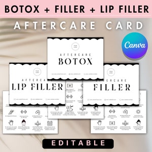 Editable Botox Filler Lip Injection Aftercare Card DIY Cosmetic Injectable After Care Mini Canva Template Aesthetic Nurse Injector Post Care