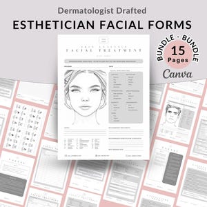 Esthetician Facial Form Bundle, Facial Consent Waiver Form, Editable Client Consult Intake Template, Facial Business Treatment Skin Analysis