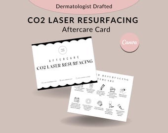Editable CO2 Laser Resurfacing Aftercare Instructions card, Medspa Client Post Treatment Handout Guide, Aesthetic Nurse Canva Template Form
