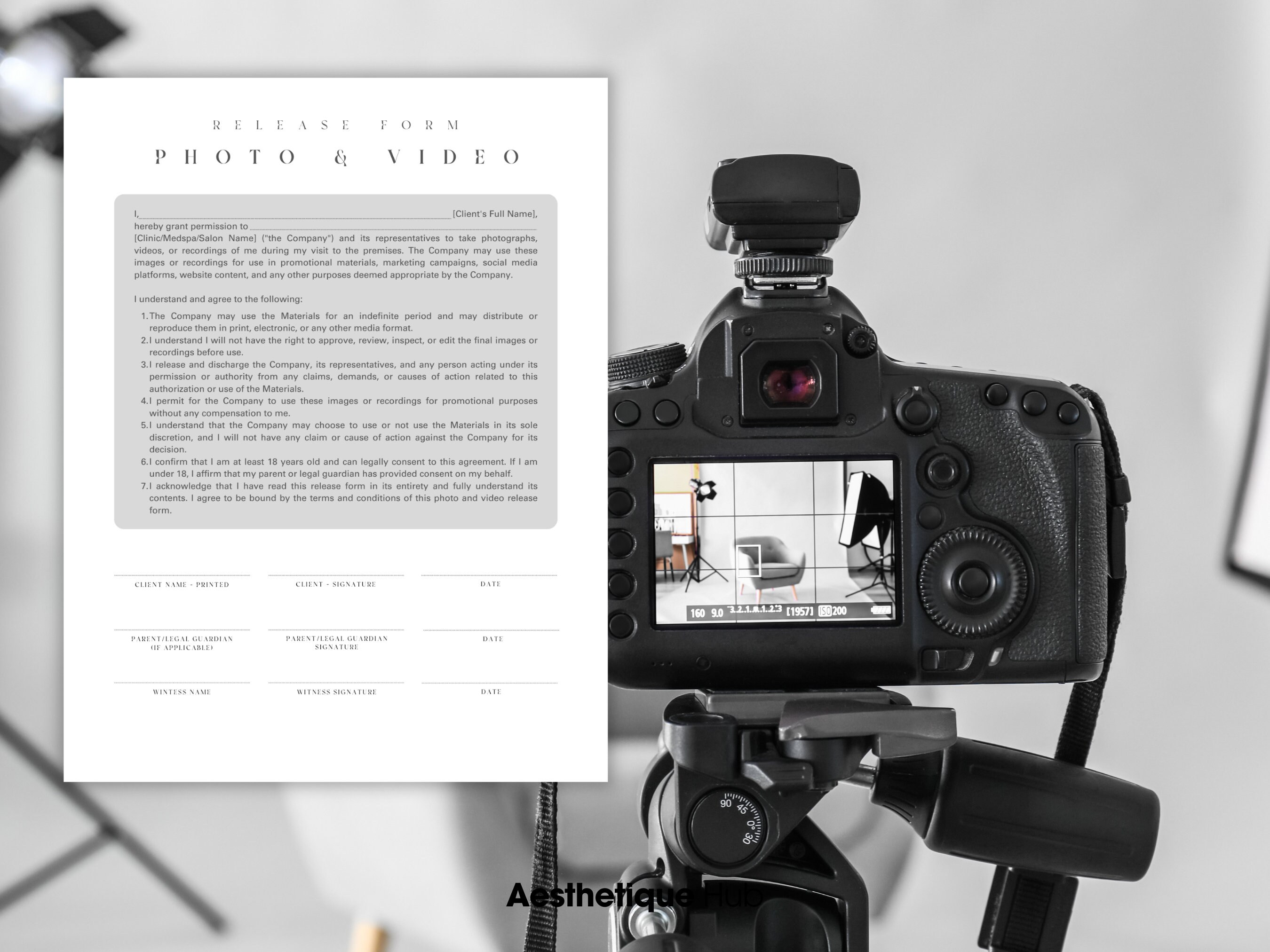 Editable Photo and Video Release Form Canva Template Esthetician Social ...