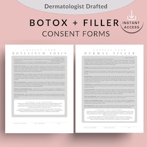 Botox and Filler Consent Form Template, Nurse Injector Injectable Informed Consent Record, Med Spa Esthetician Waiver, Instant PDF Download