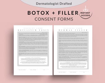 May include: Two gray consent forms for Botox and Dermal Filler treatments. The forms are titled "Consent Form Botulinum Toxin" and "Consent Form Dermal Filler".
