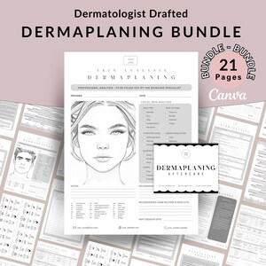 Dermaplaning Forms Complete Bundle, Editable Intake Consent, Esthetician Client Facial Consultations Canva Templates, Med Spa Aftercare Card
