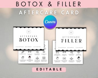 Editable Botox and Filler Aftercare Card, DIY Cosmetic Treatment After Care Canva Mini Template Client Post Aesthetic Injection Instructions