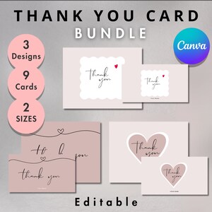 Thank You Card Bundle Canva Template Printable Personalized Greeting Message Business Gift Gratitude Note Editable Teacher Appreciation Pack
