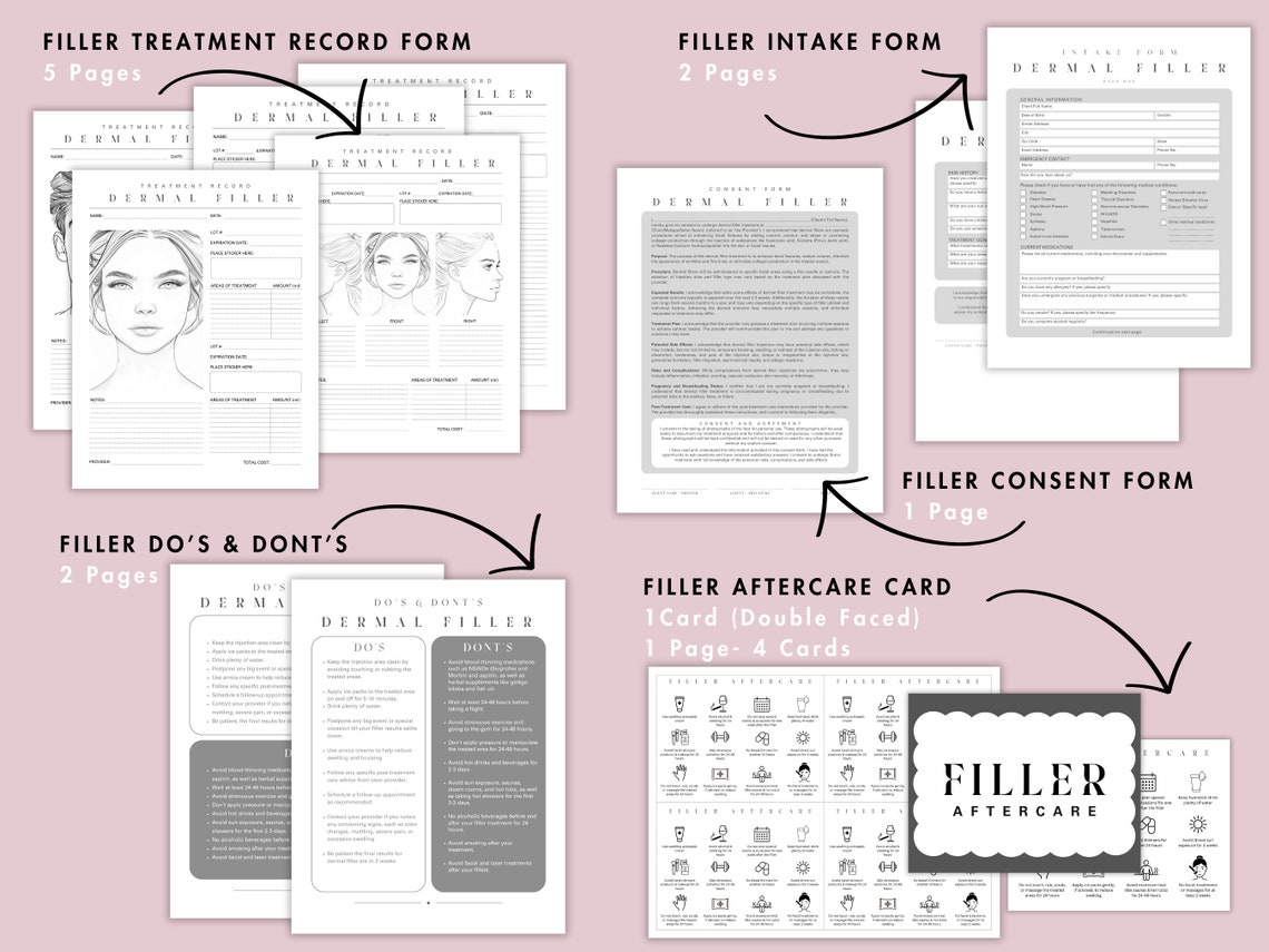 Injection Printable Note Filler Injection Forms Template Bundle Filler Intake Consent Printable ...
