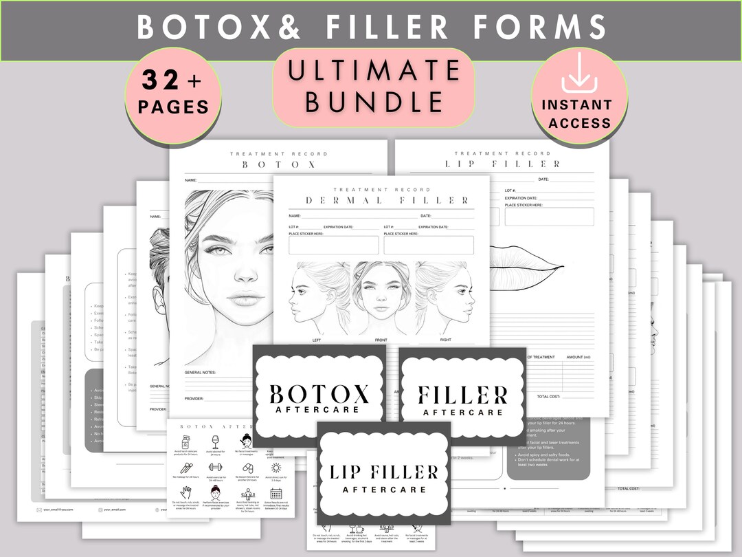 Botox and Filler Template Forms Bundle, Aesthetic Injectables Patient ...