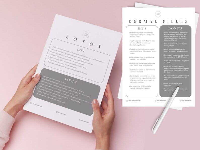 Editable Botox and Filler Aftercare Instructions Template Form Medspa ...