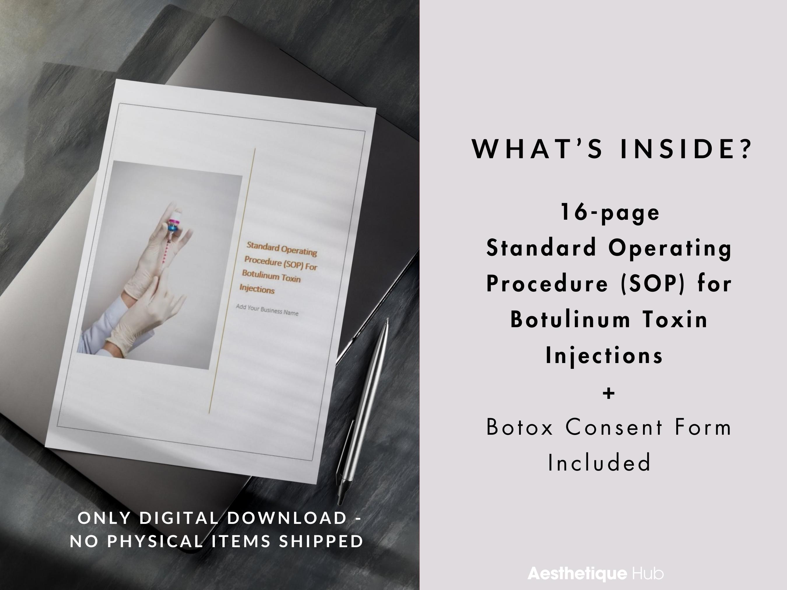 Standard Operating Procedure SOP Botulinum Toxin, Nurse Injector Botox ...