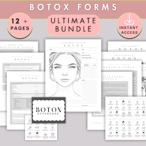 Botox Bundle Form Template Patient Treatment Face Record Client Intake Informed Consent Nurse Injector Aftercare card Cancellation Policy