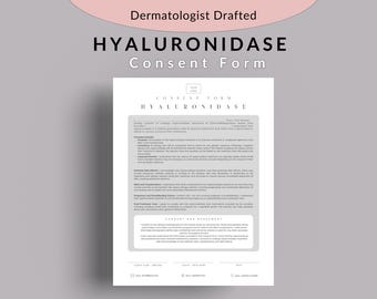 Hyaluronidase Consent Form, Hyalase Filler Dissolving Client Waiver, Nurse Injector Filler Reversal Liability, Esthetician Canva Template