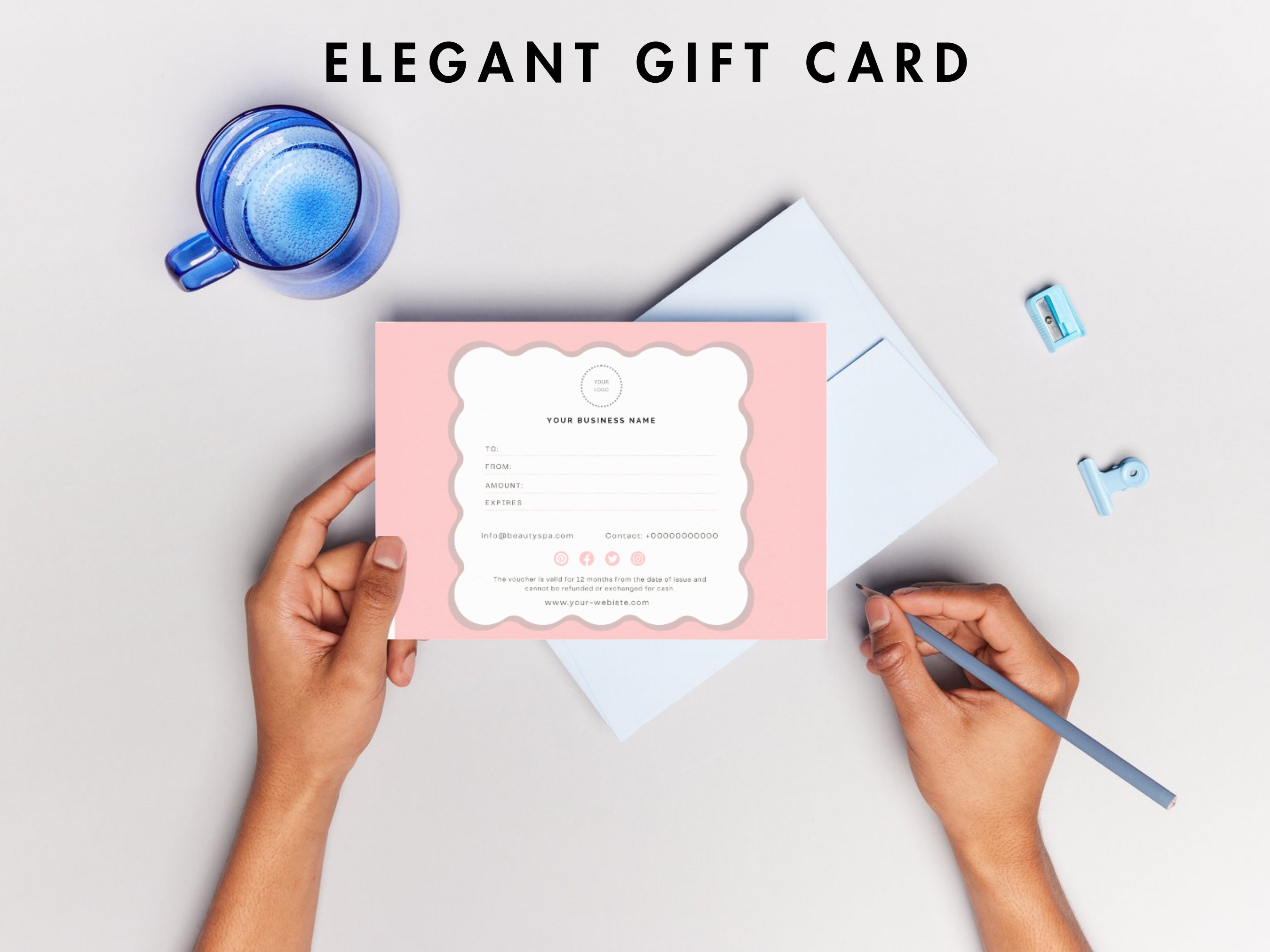 Elegant Pink Thank You Card Canva Editable Template DIY Digital ...