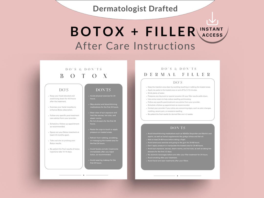 Botox and Filler Aftercare Instructions Bundle, Nurse Injector ...