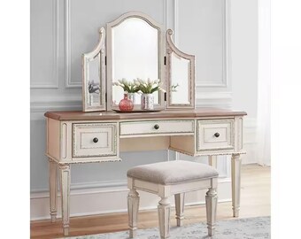 European dressing table bedroom new ivory white with light makeup table solid wood cabinet