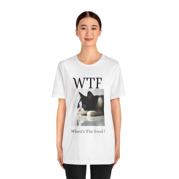 Funny Cat Lovers T-shirt, Gift, Love My Kitty, Feline Walkers, Trainers, Unisex-Men & Women's Tee, WTF When's The Food