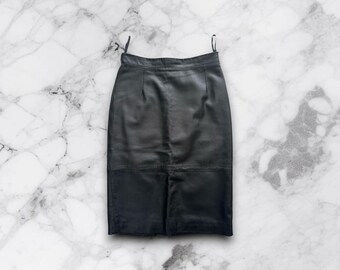 Ruffo Research by Veronique Braquinho and Raf Simons AW99 Black Leather Midi Skirt in perfect condition size 42IT.