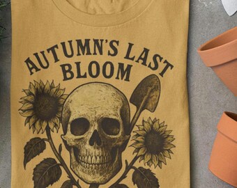 Skeleton Skull Sunflower T-Shirt: Spooky Gothic Cottagecore Fall Tee
