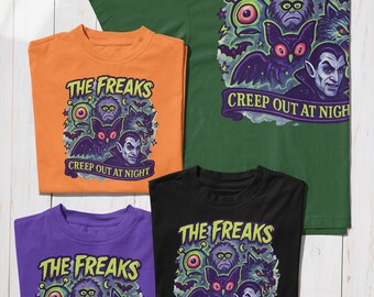 Retro Halloween Cryptid Tee: Funny Horror Shirt, Mothman, Alien, Dracula